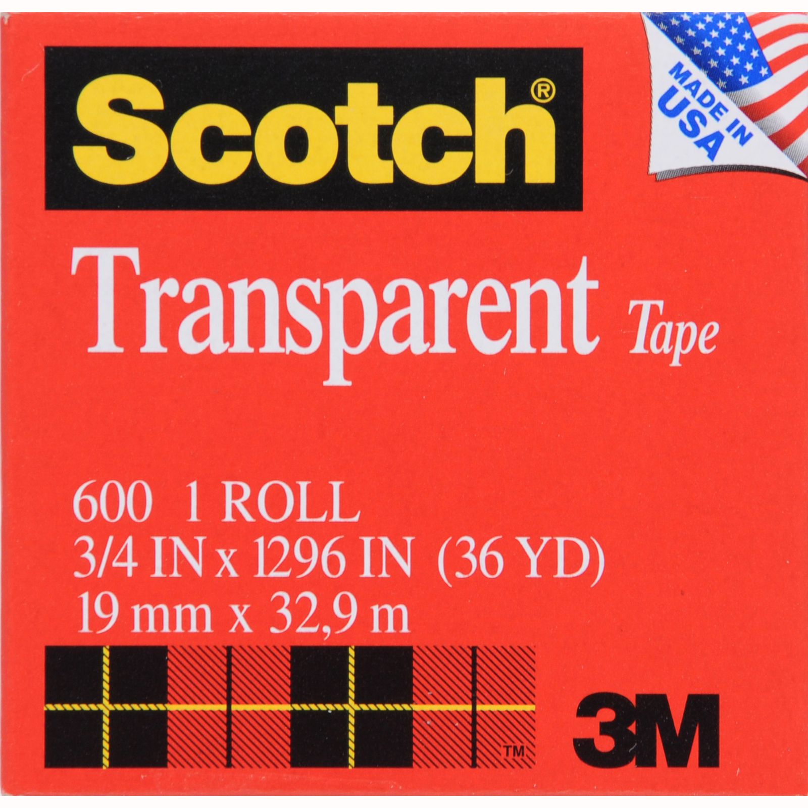 Scotchgard 600 Transparent Tape 3/4 X 36Yds