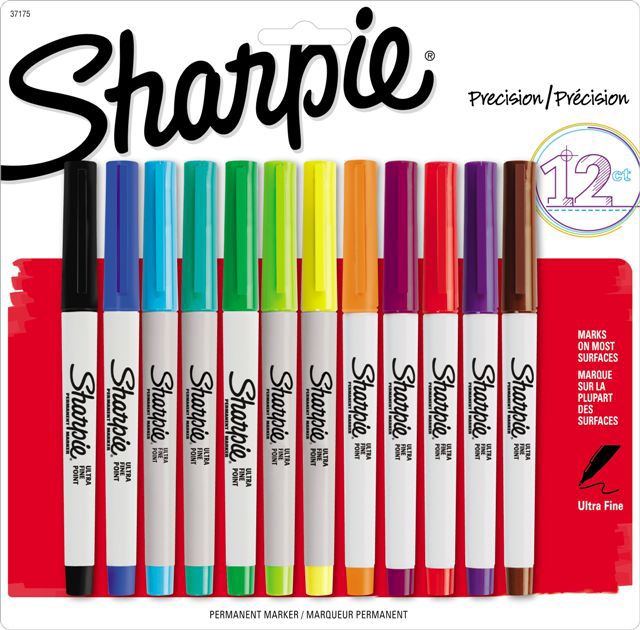 Sharpie 30075 Ultra Fine 12 Count Assortment Colors