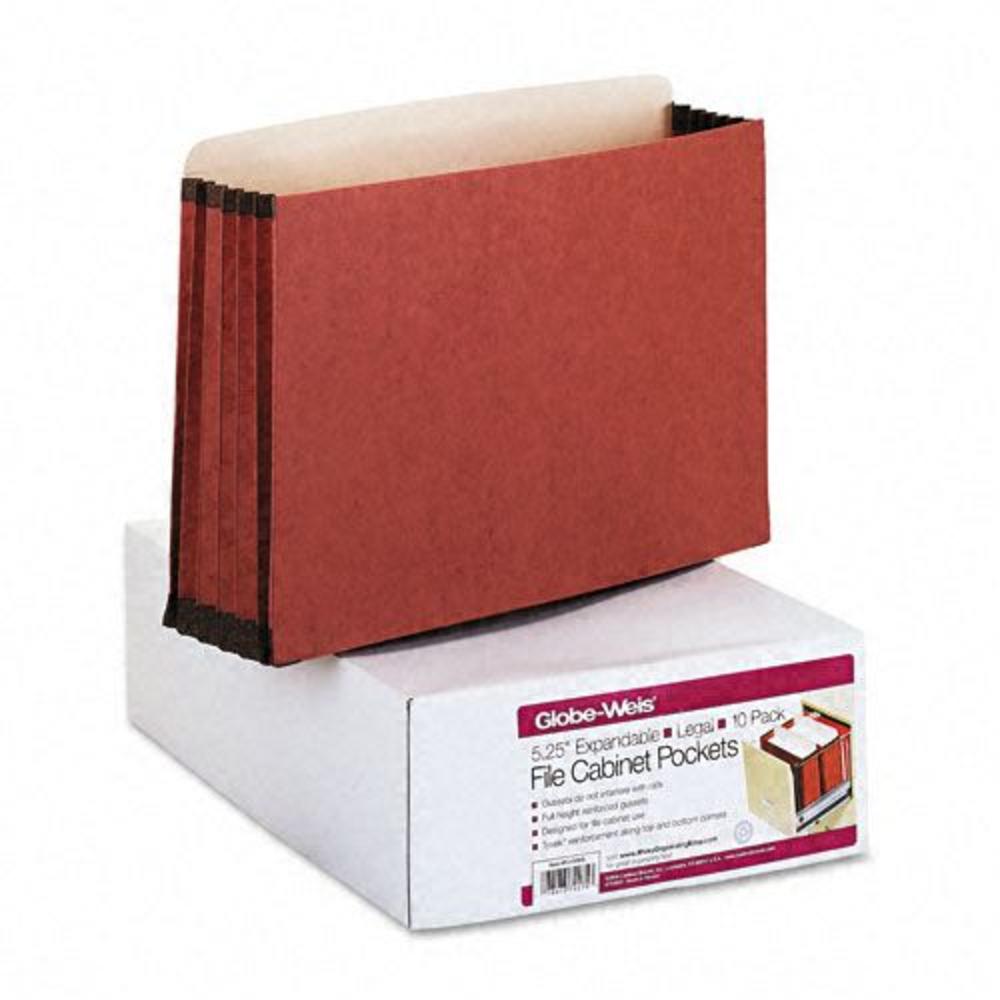 Pendaflex PFXFC1536P File Cabinet Pockets, Straight Cut, 1 Pocket, Legal, Redrope