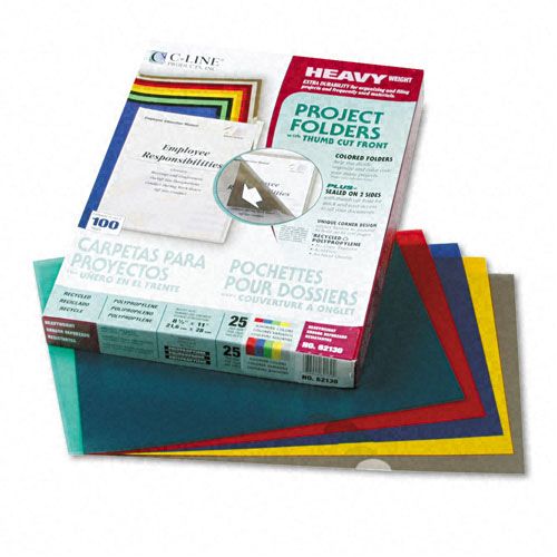 C-Line CLI62130 Poly Project Folders, Letter, Asstd Colors, 25/Box