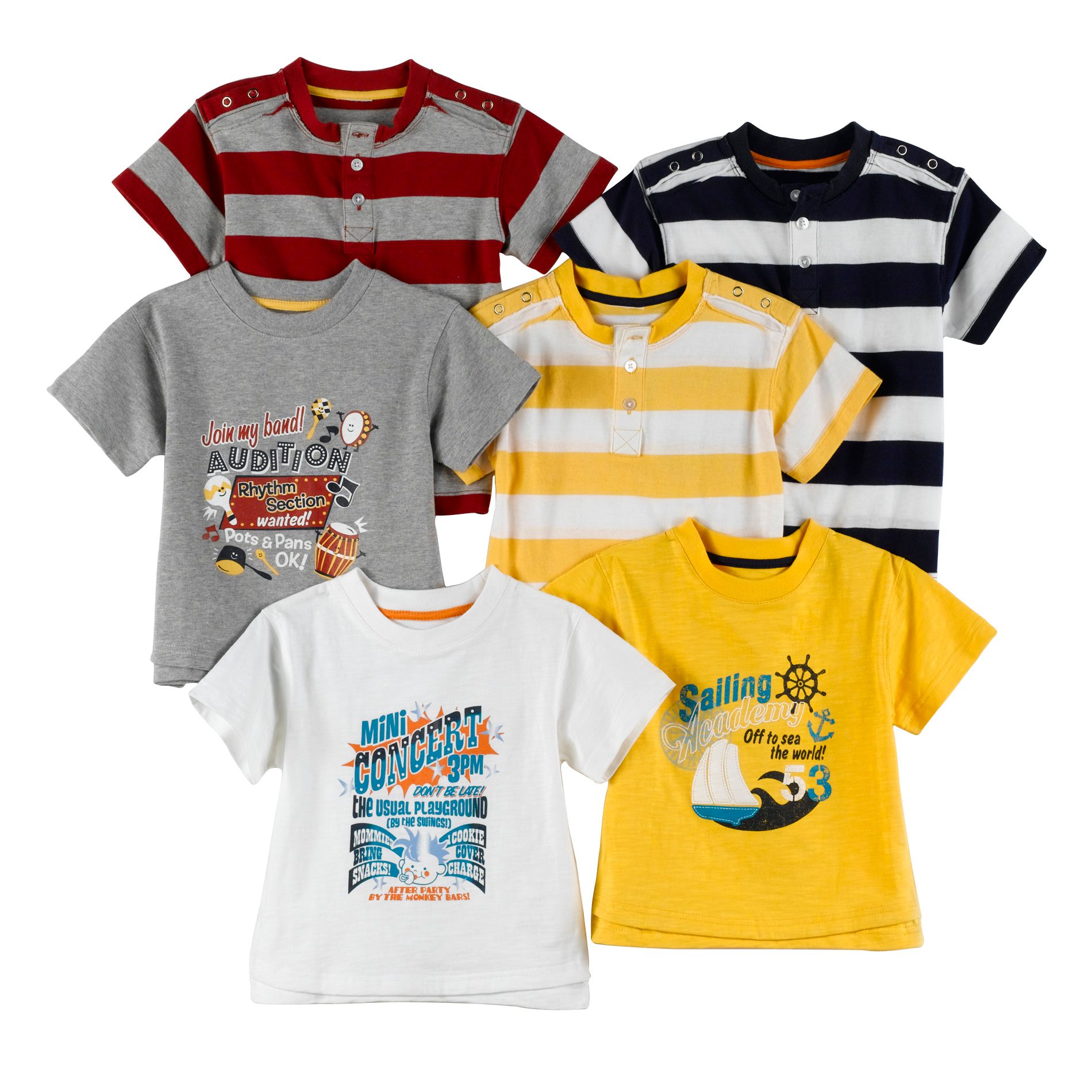 WonderKids Toddler Boy&#39;s 2-Pack Knit Stripe & Solid Shirts