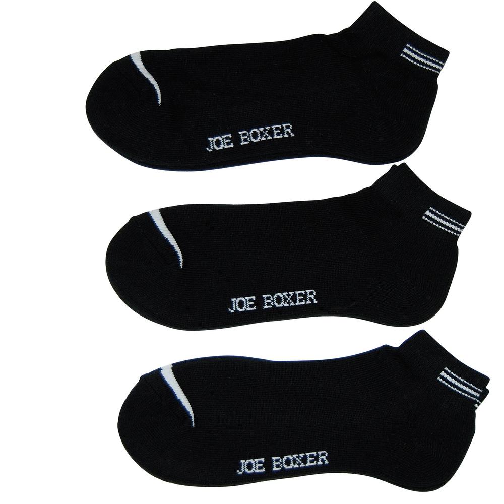 Joe Boxer Boy&#39;s 3 Pack Quarter Sock with Accent - Black