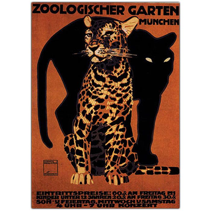 Trademark Global 16x24 inches "Zoologischer Garten Munchin"-Framed