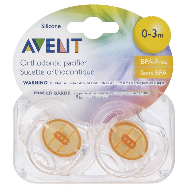 Avent Baby Pacifiers Classic Orthodontic, Silocone, 03 M, 2 Pacifiers