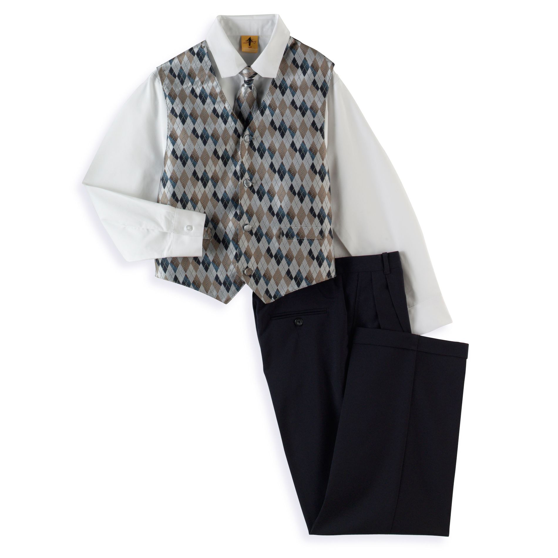 Steve Harvey Boy&#39;s 8-20 Argyle Vest, Shirt, Tie and Pant Set