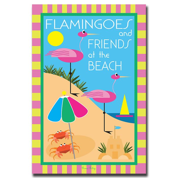 Trademark Global Grace Riley 'Flamingoes & Friends at the Beach' Canvas Art