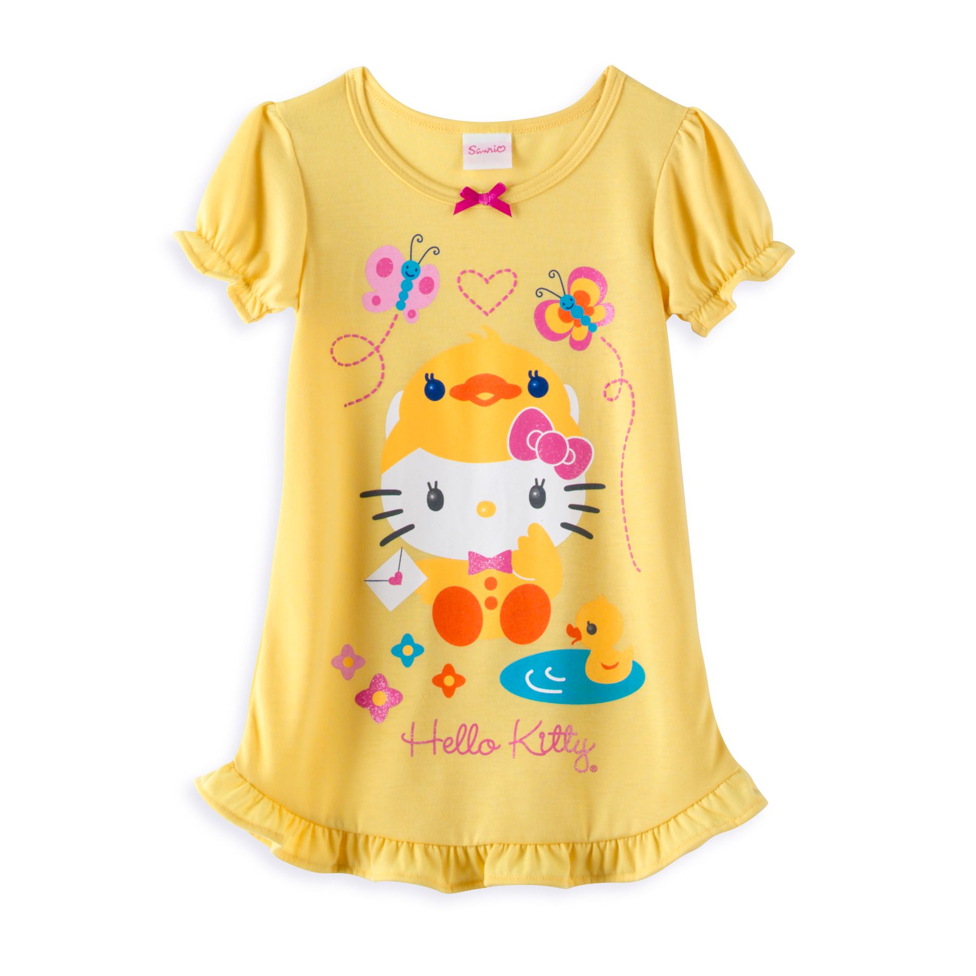 Hello Kitty Toddler Girl&#39;s Short Sleeve Ruffle Nightgown