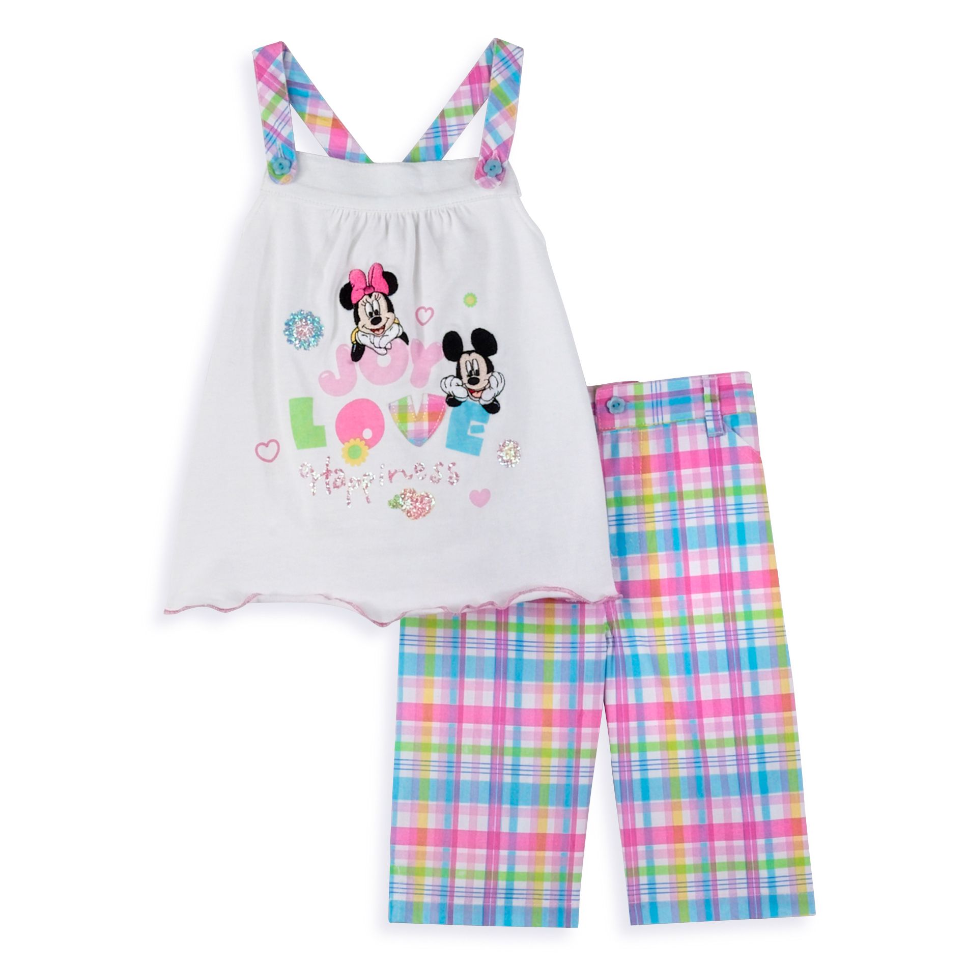 Disney Infant Girl&#39;s Minnie And Mickey Tank with Plaid Capris