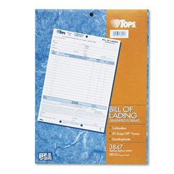 TOPS Bill Of Lading,16-Line, Four-Part Carbonless, 8.5 X 11, 1/Page, 50 Forms