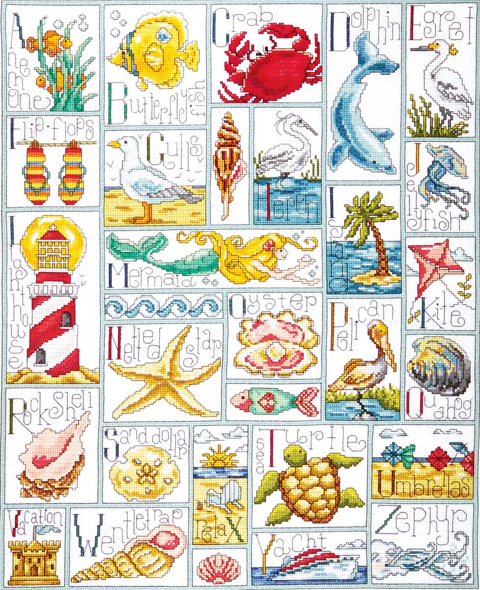 Tobin Ocean ABC Counted Cross Stitch Kit-16&#034;X20&#034; 14 Count