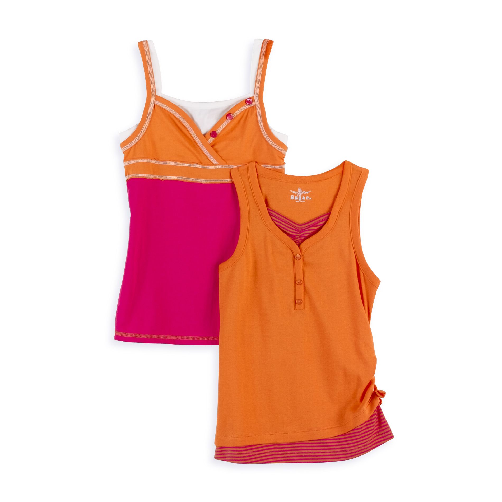 Sugar Girl&#39;s 7-16 2 Pack Tank: Side Cinch Tank and Color Block Tank