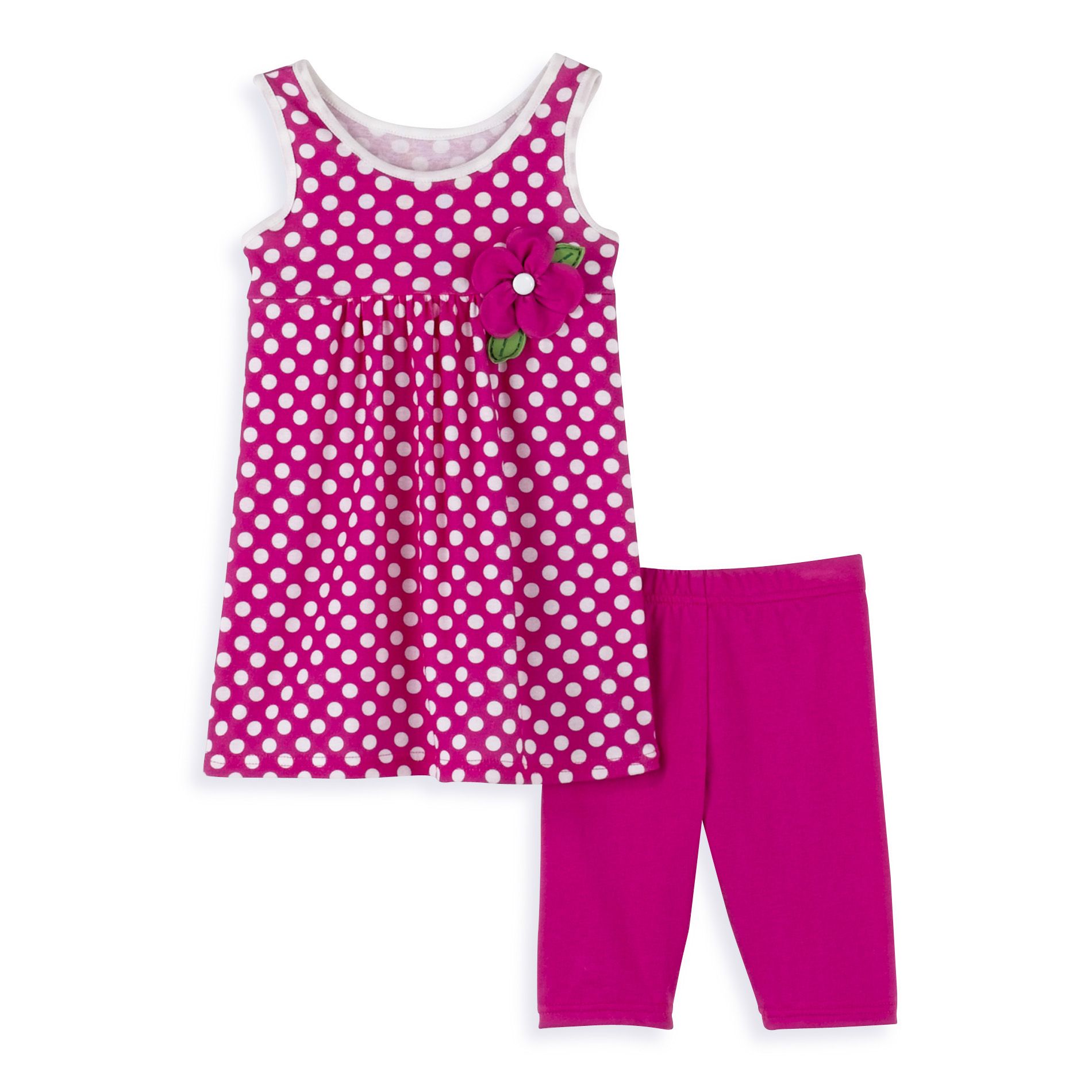 Youngland Newborn Girl&#39;s Polka Dot Skimmer Dress Set