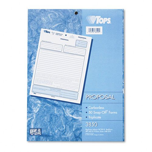 TOPS TOP3850 Snap-Off Carbonless Triplicate Proposal Form