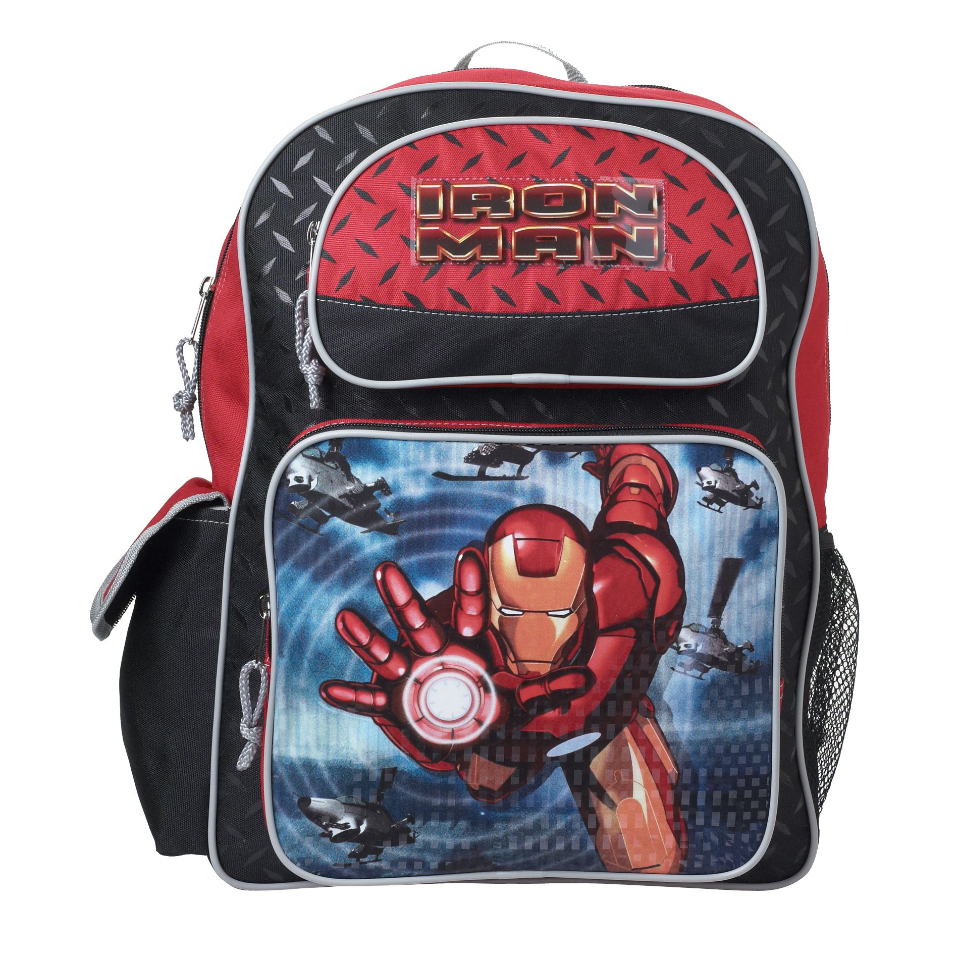 Marvel Ironman Metal Light-Up Design Double Side Pouch & Front Zip Around Pocket Back