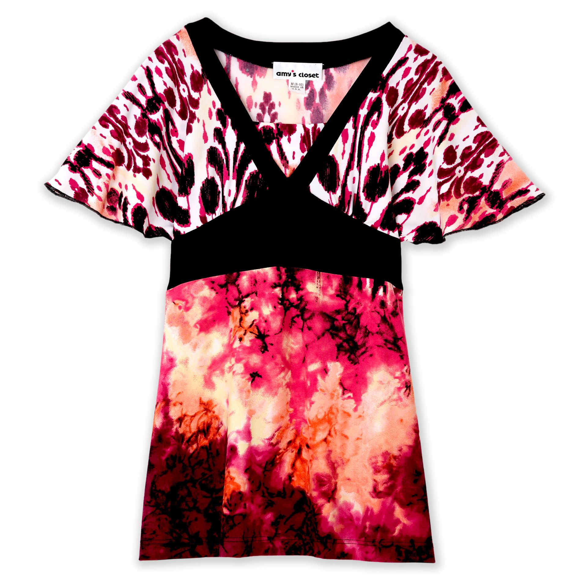 Amy's Closet Girl&#39;s 7-16 Tie-Dye Splash Print Kimono Top