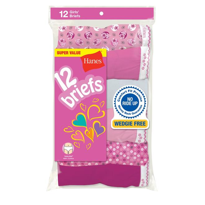 Hanes Girl's Panty Brief 12 Pack