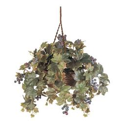 Nearly Natural 6026 Grape Leaf Hanging Basket Decorative Silk Plant, Green