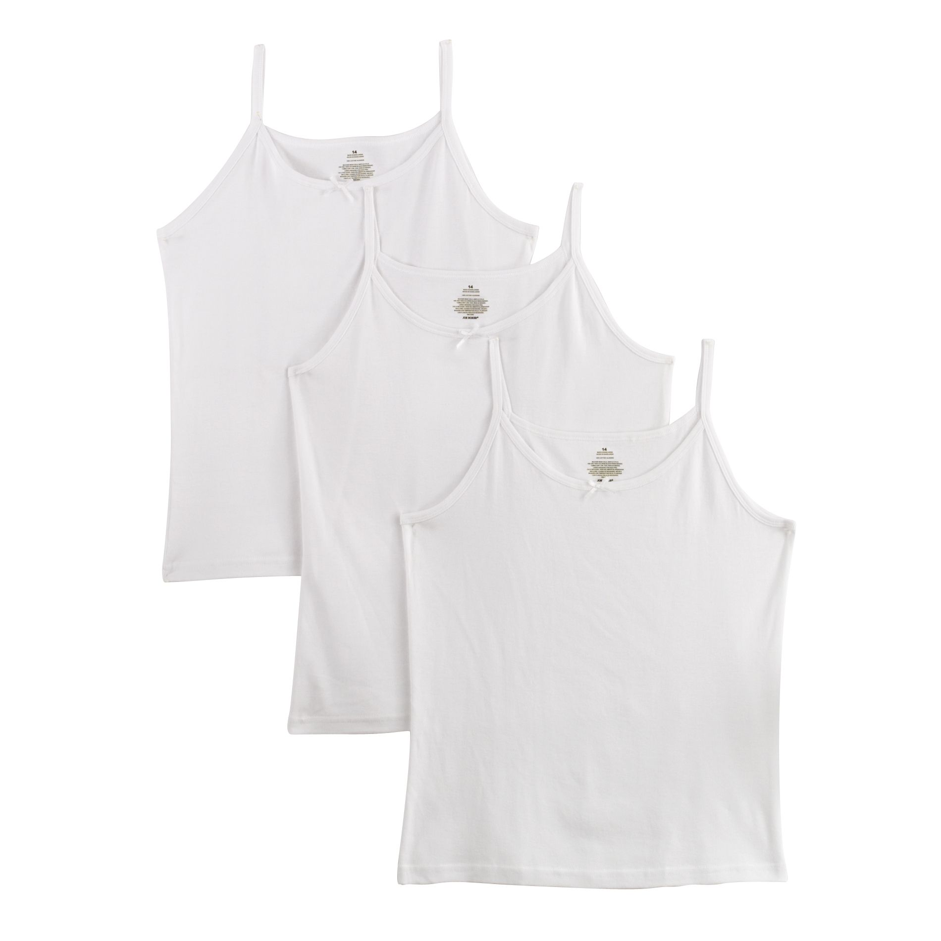 Joe Boxer Girl&#39;s Cami Undershirt White 3 Pack