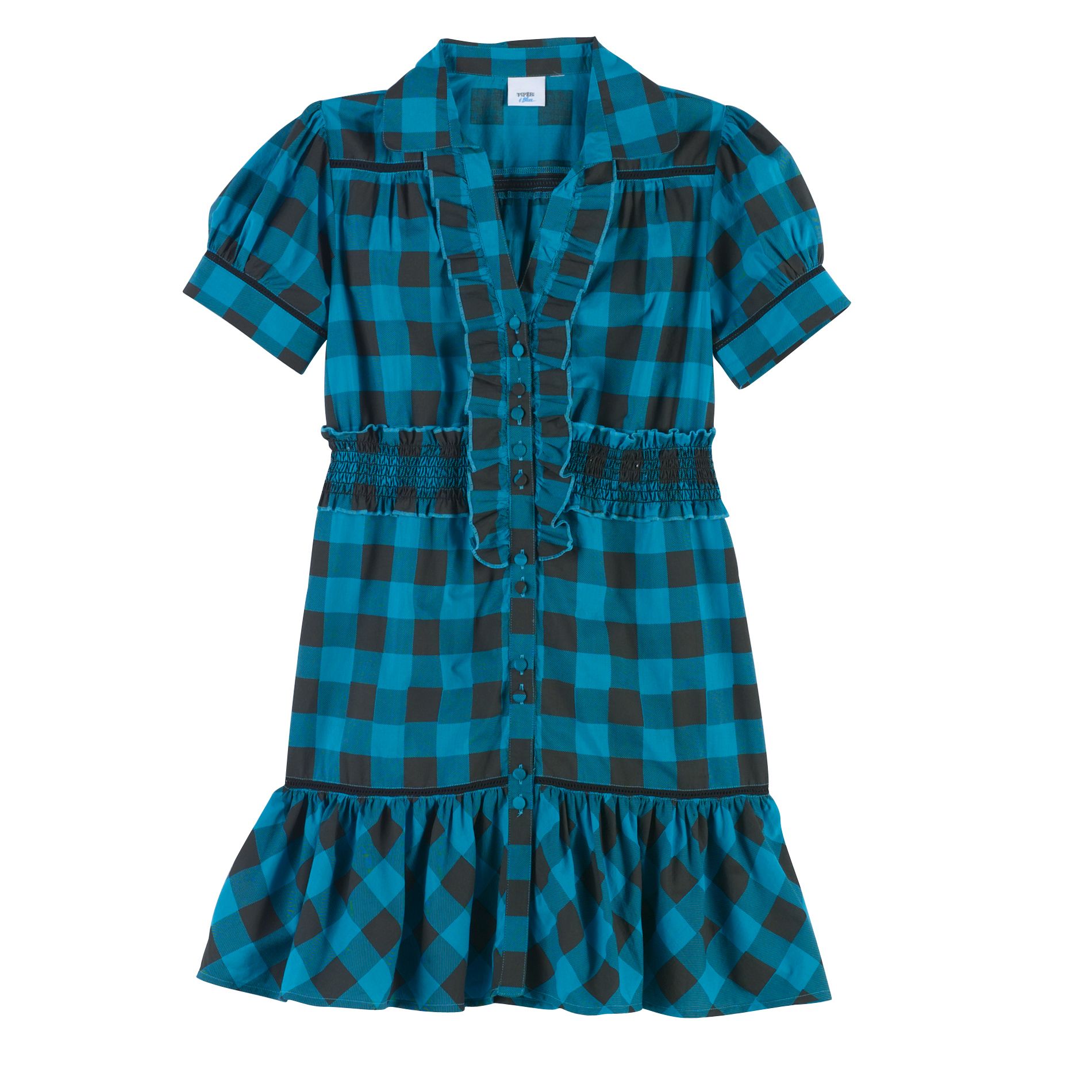 Piper & Blue Juniors&#39; Short Sleeve Buffalo Shirt Dress