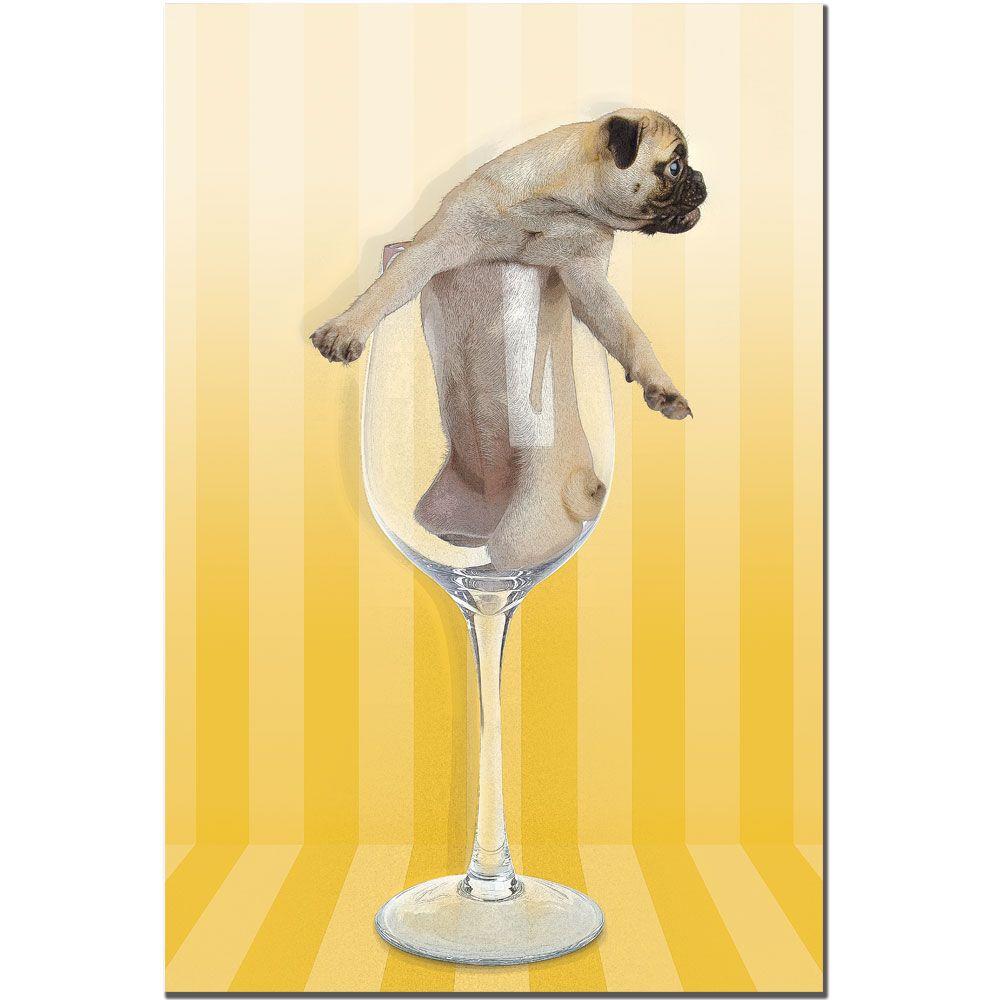 Trademark Global 16x24 inches "Pug Wine by Gifty Idea Greeting Cards and Such! Art