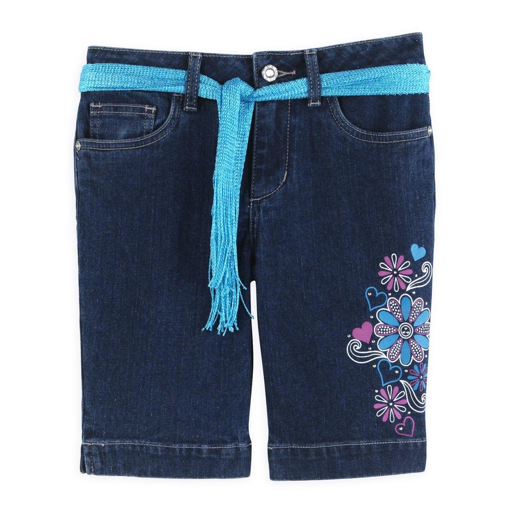 Canyon River Blues Girl&#39;s 7-16 Denim Bermuda with Flowers
