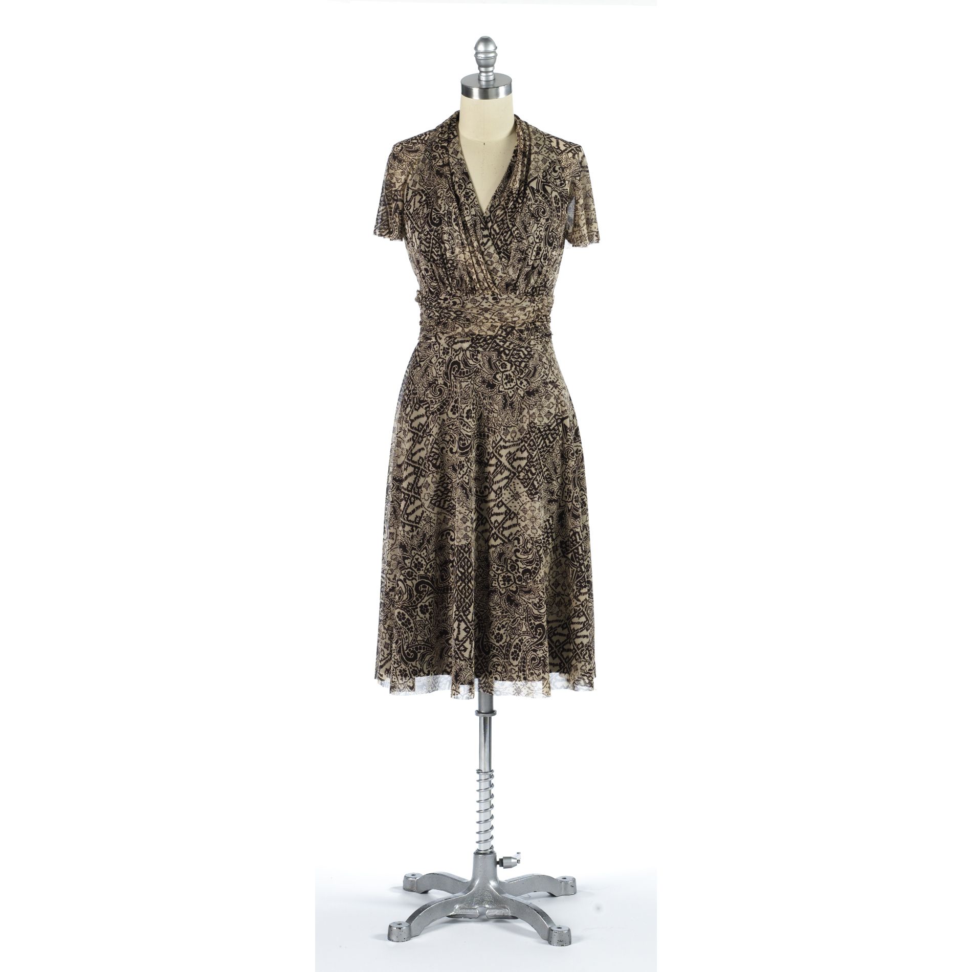 R & M Richards Women&#39;s Plus Brown Wrap Front Shirt Dress