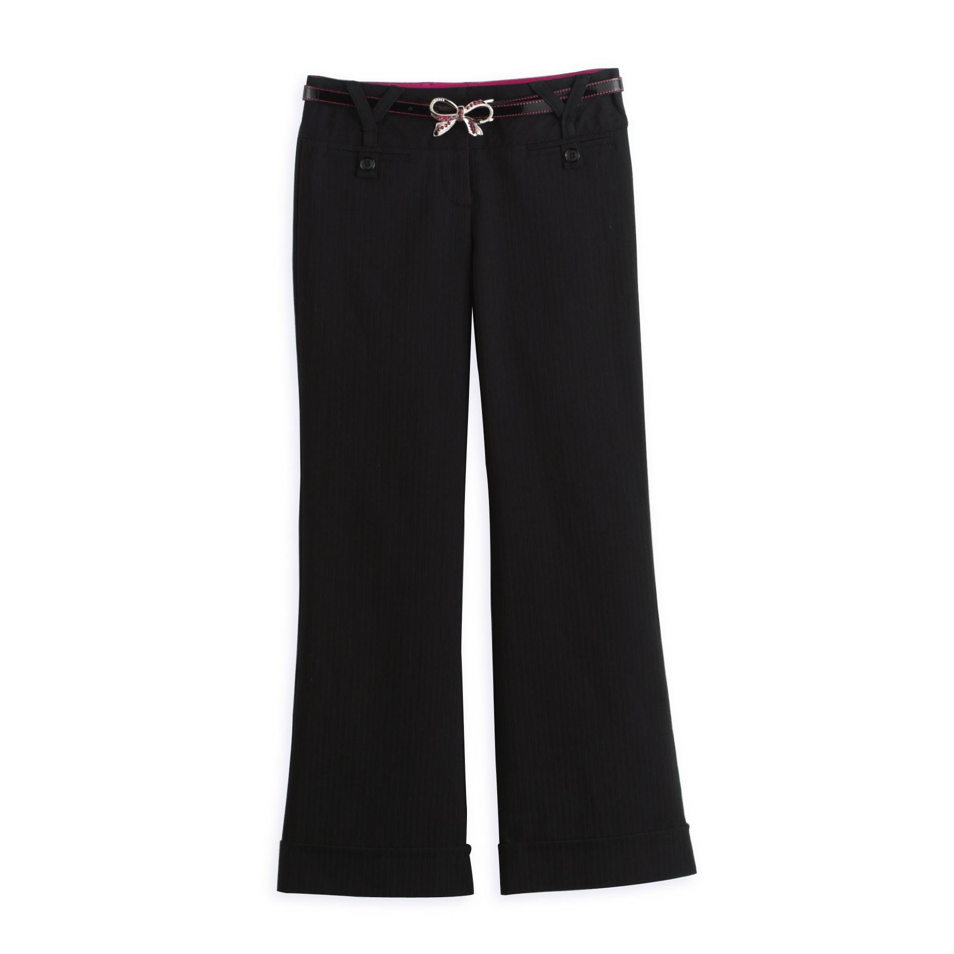 Joey B Girl&#39;s 7-16 Texture Cuffed Long Stretch Pant with Bow Belt