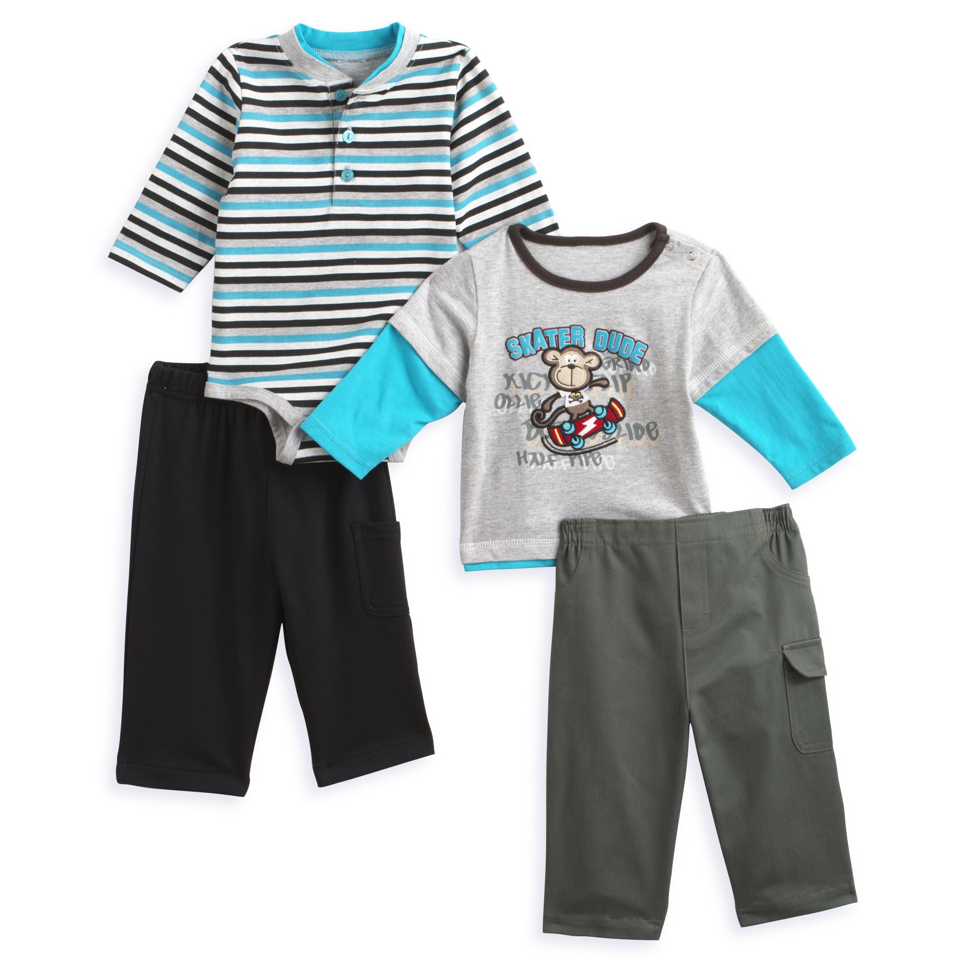 Kids Play Newborn Boy&#39;s Skater Dude Twill Pants Outfit