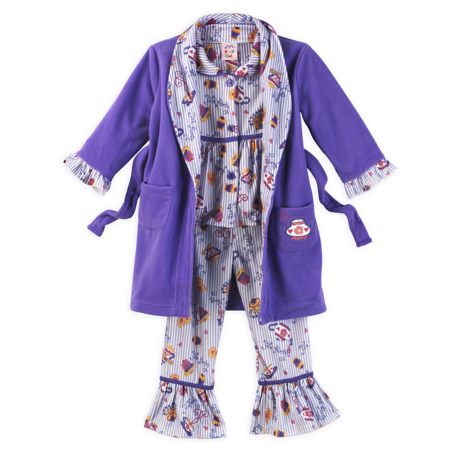 Bunz Kidz Toddler Girl&#39;s "Tea Party" Pajamas & Robe Set