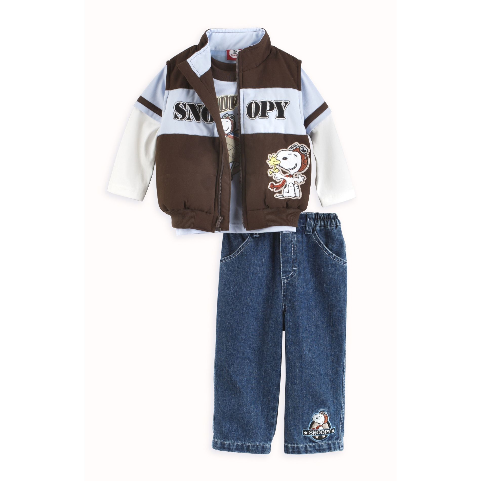 Snoopy Infant Boy&#39;s Three-Piece Vest Set