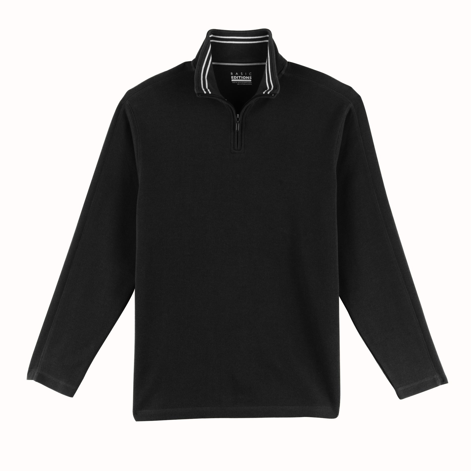 Basic Editions Men&#39;s Big & Tall Long Sleeve Mock Neck Quarter Zip Solid T-Shirt