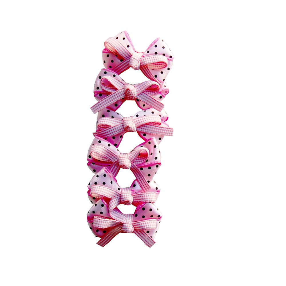 Anima Pink Polka Dot Dog Bow Barrettes - 6 per pack