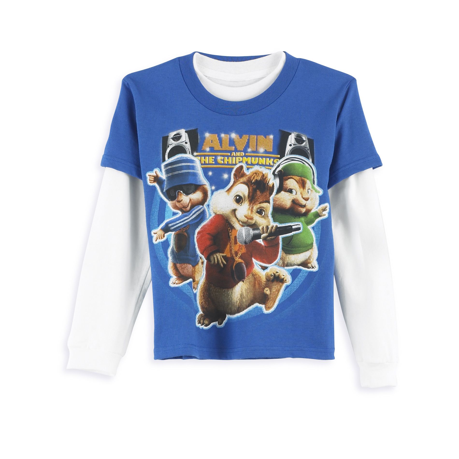 Alvin & Company Boy&#39;s 4-7  and the Chipmunks Long Sleeve Rapperz Screen Tee
