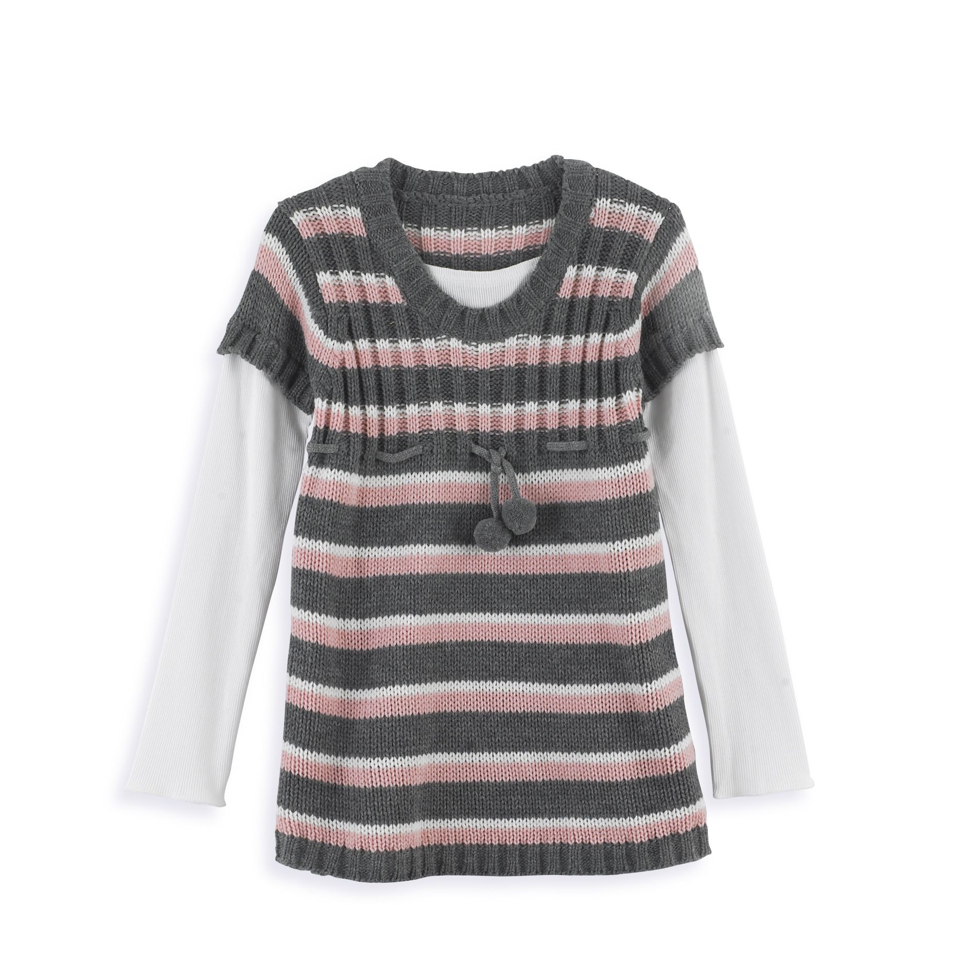 Energie Girl&#39;s 4-6x Long Sleeve Striped Layered Sweater