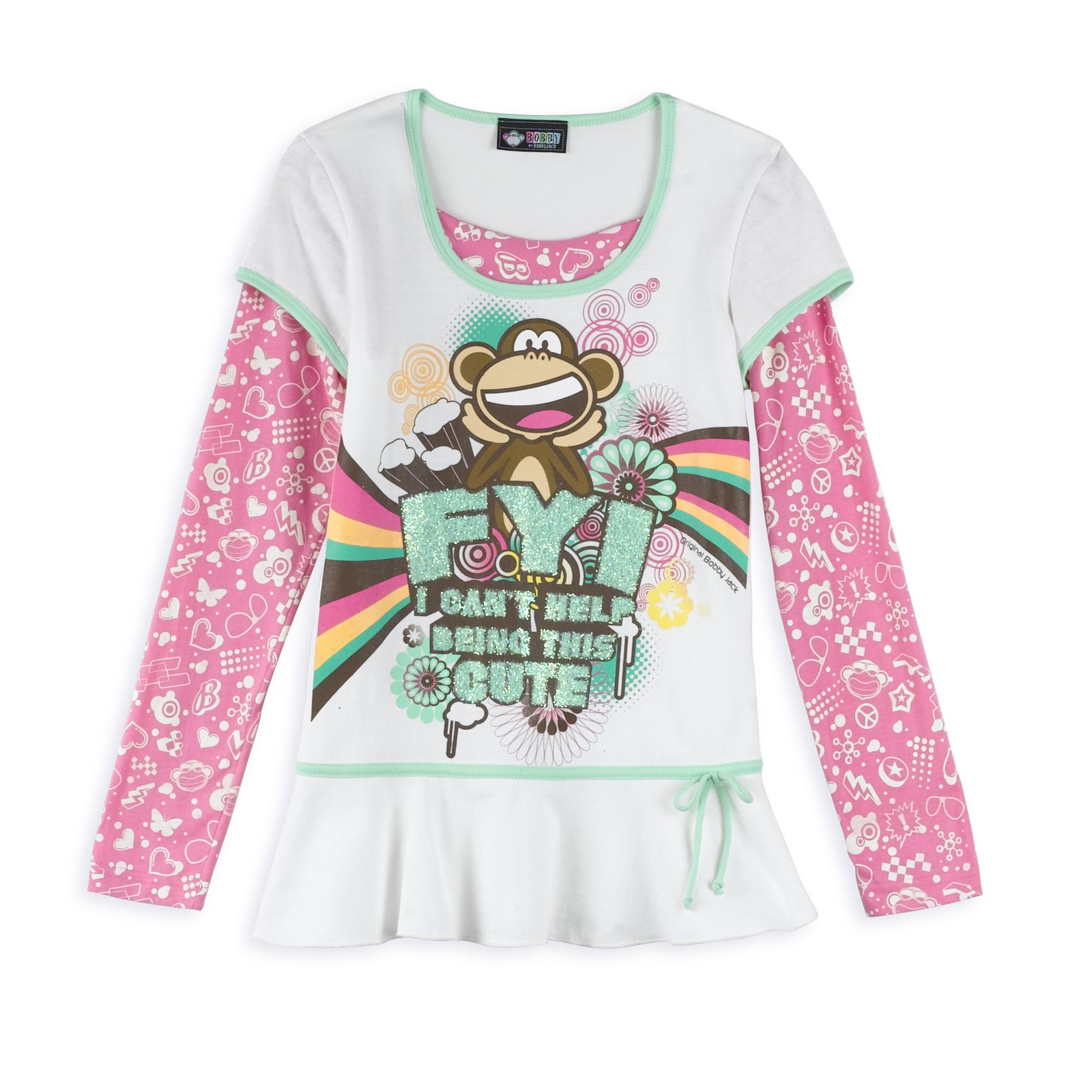 Bobby Jack Girl&#39;s Plus Long Sleeve Crew with "FYI I Can&#39;t Help Being This Cute