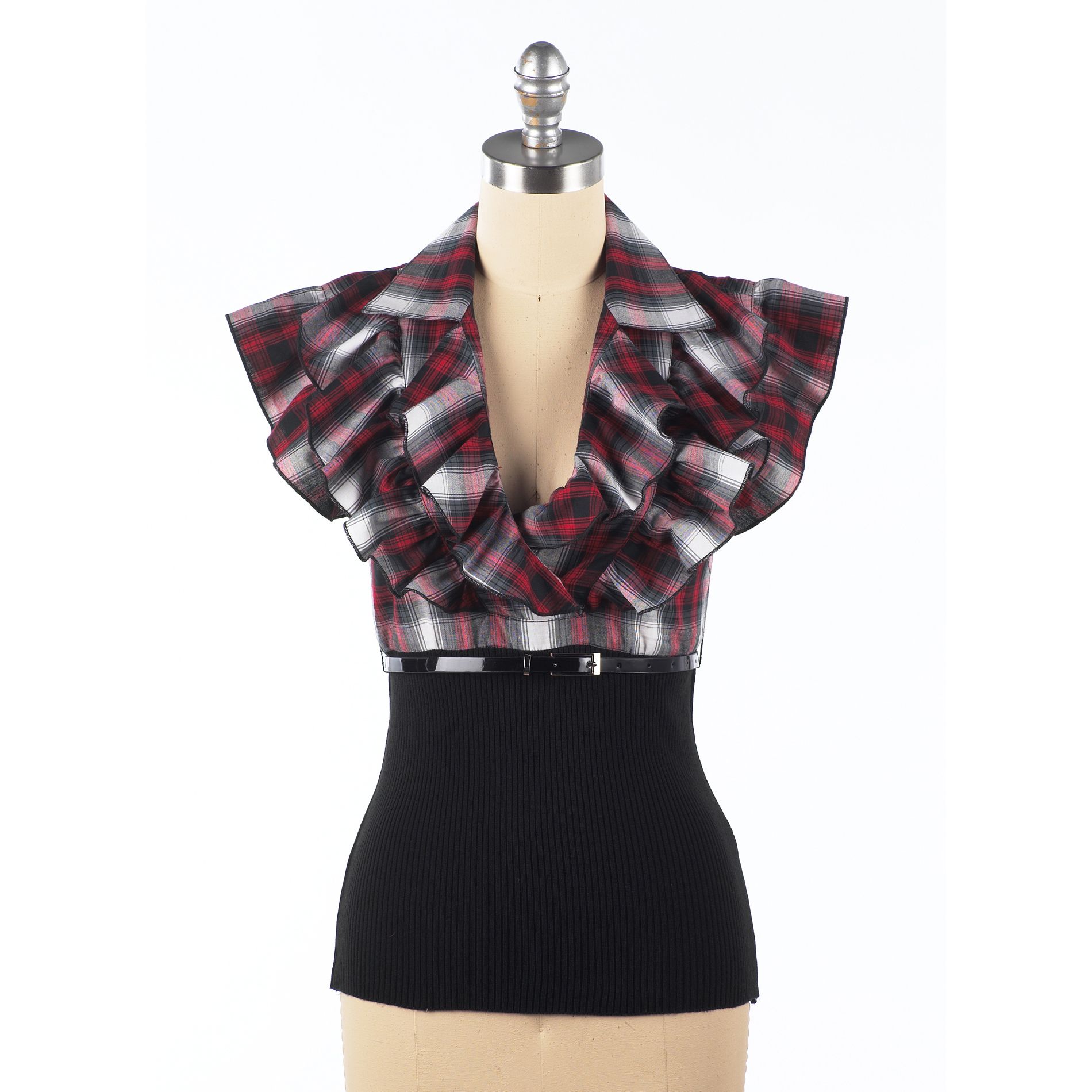 Wrapper Layered Plaid Top