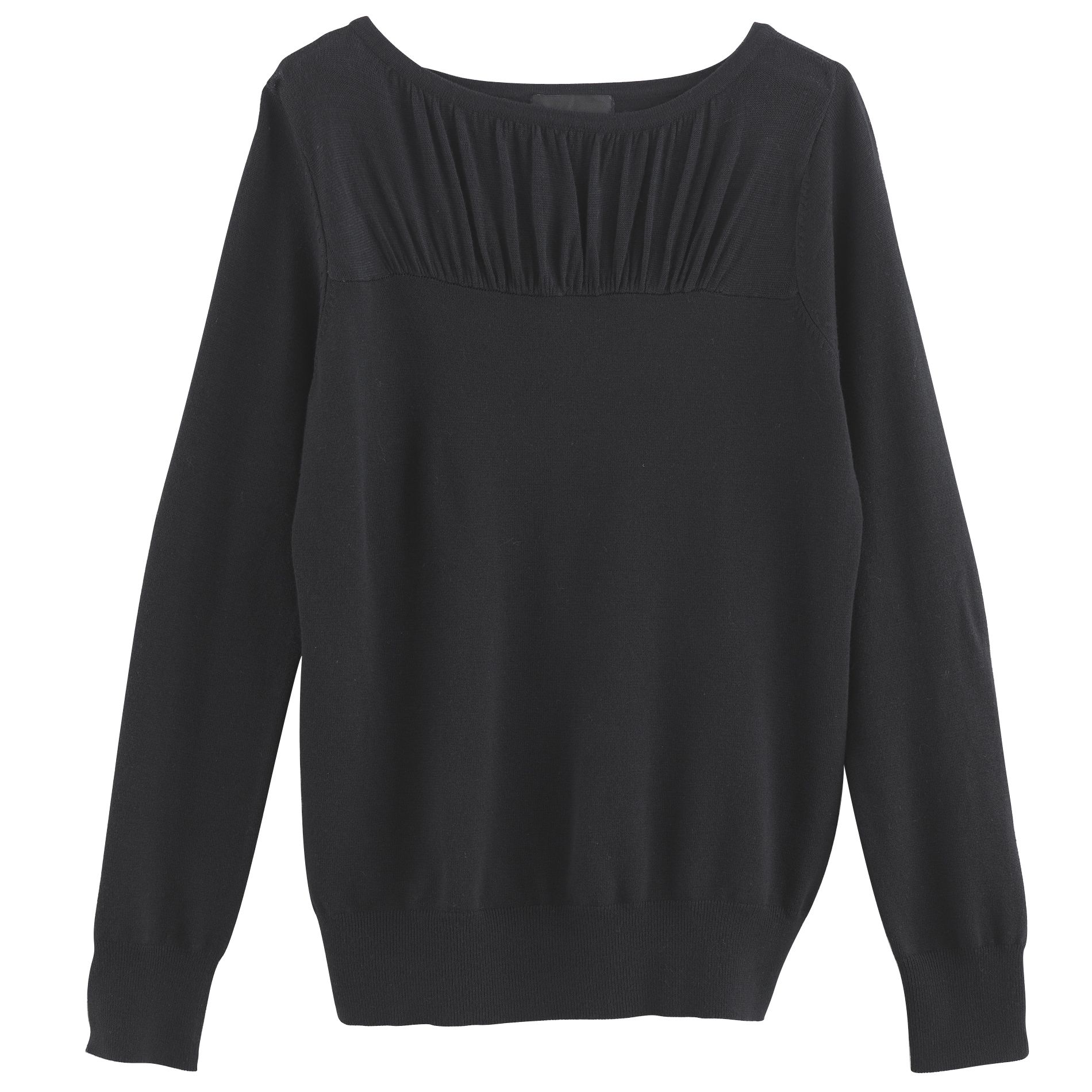 Attention Women&#39;s Long Sleeve Boat Neck Shirred Sweater