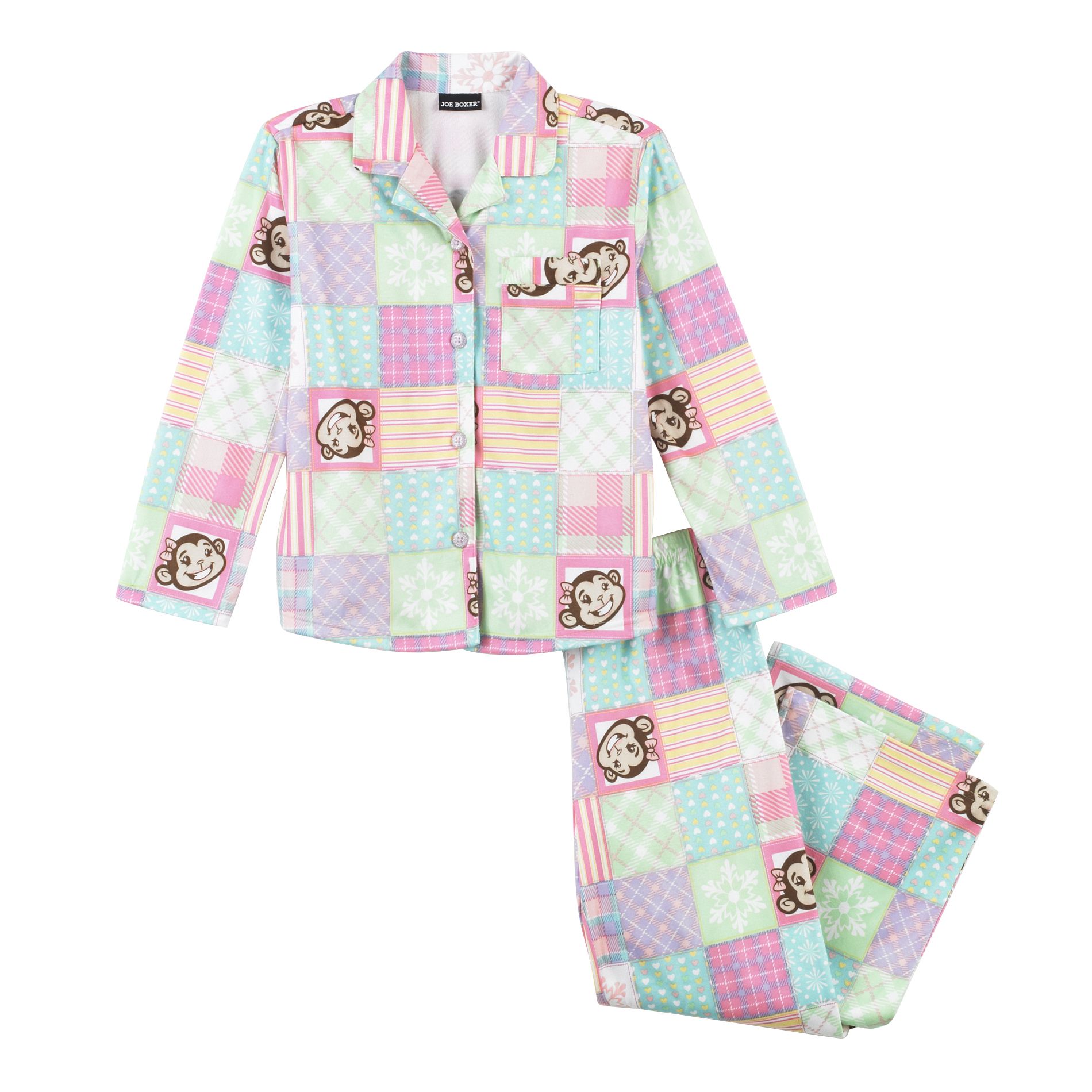Joe Boxer Girl&#39;s Quilt Jojo Flannel Pajama Set