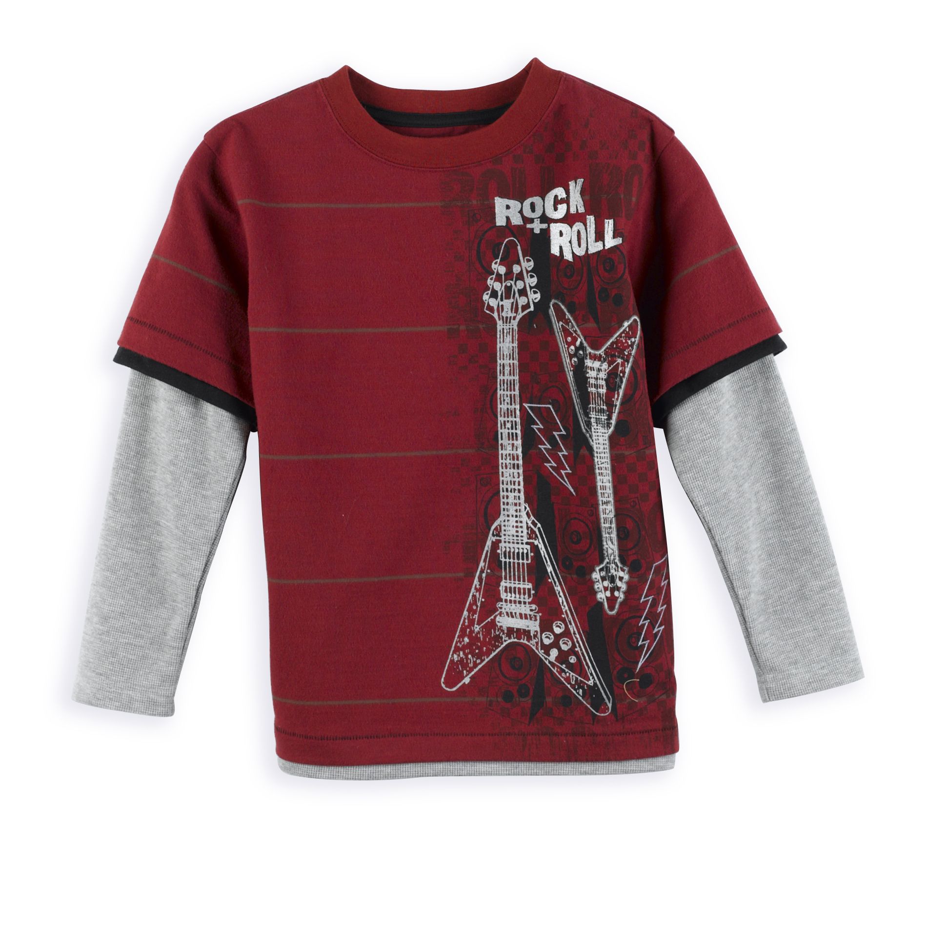 Toughskins Boy&#39;s 4-7 Long Sleeve Layered Striped Graphic Crew