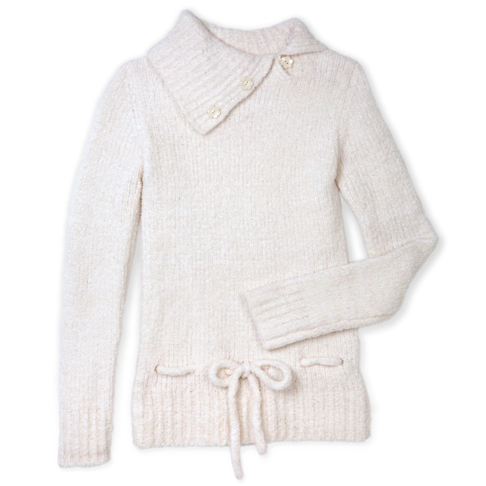 Amy's Closet Girl&#39;s 7-16 Long Sleeve Split Neck Boucle Sweater