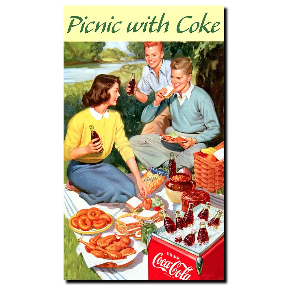 Trademark Global 14x24 inches "Picnic with Coke" Stretched