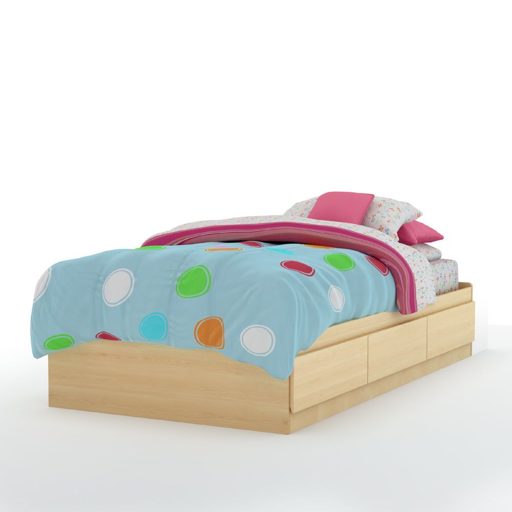 South Shore Step One Twin Mates Bed Natural Maple