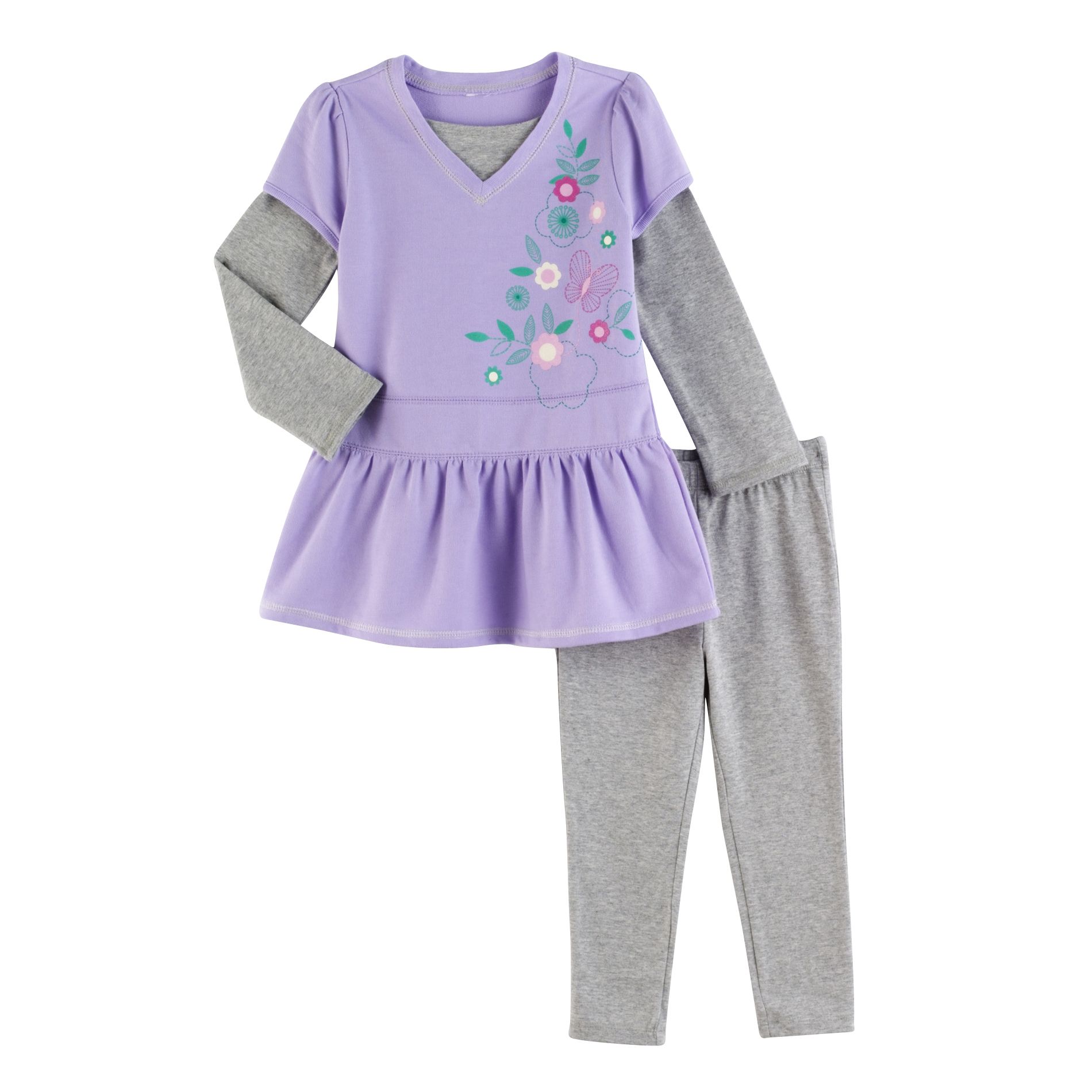 WonderKids Infant Girl&#39;s Long Sleeve Floral Tunic Set