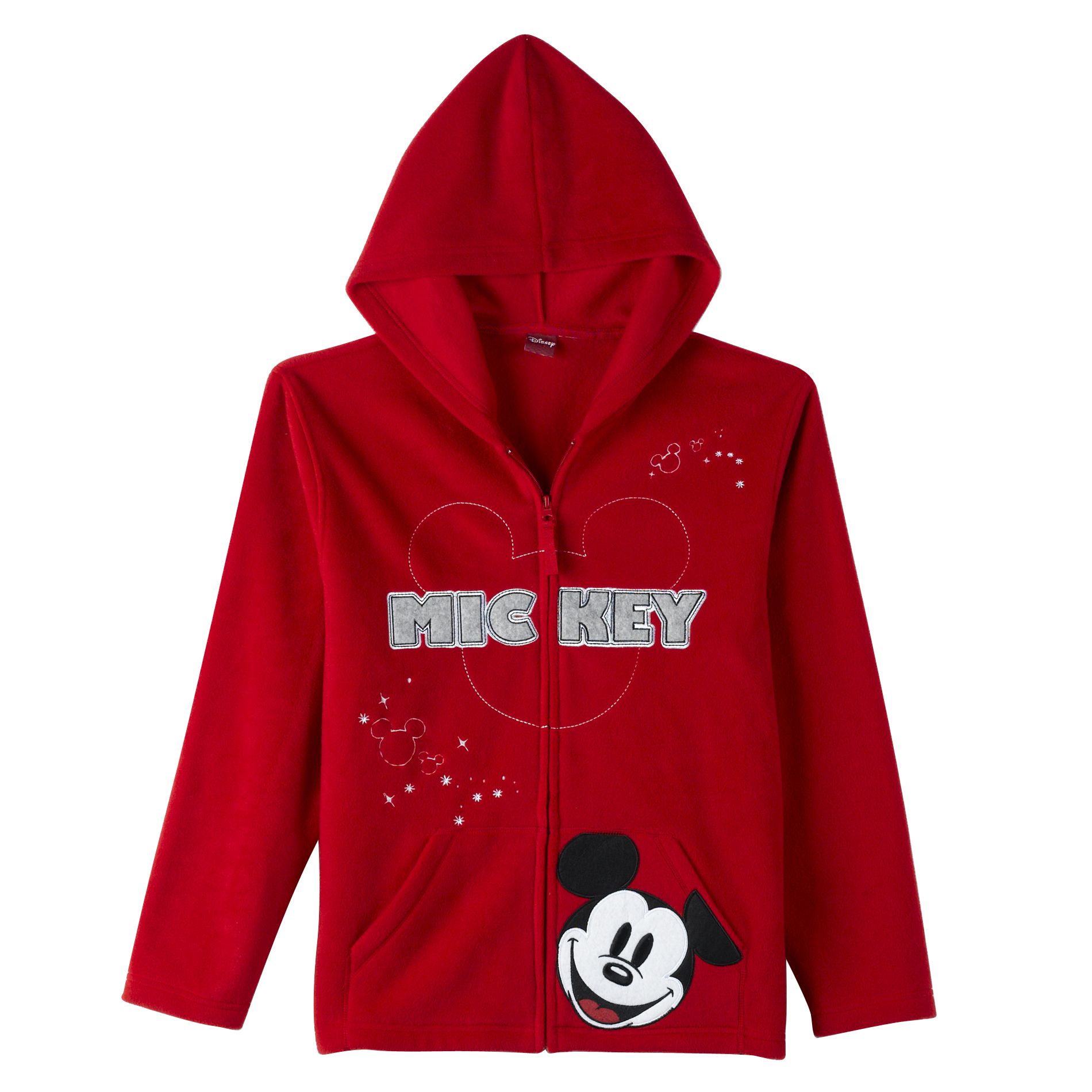Disney Women&#39;s Mickey Embroidered Full Zip Front Fleece Hoodie