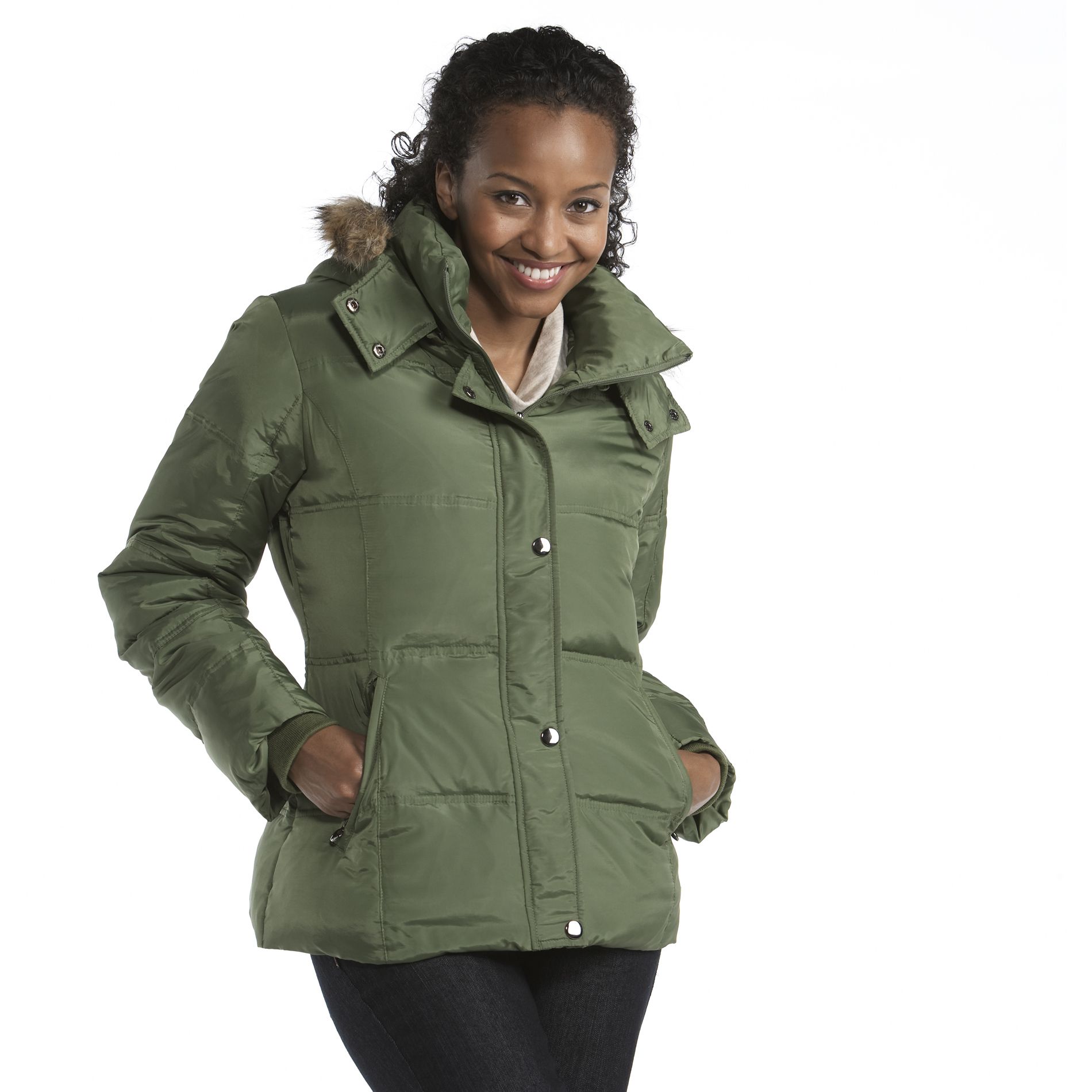 Covington Down Quilted Puffer Jacket With Fur Trim Hood