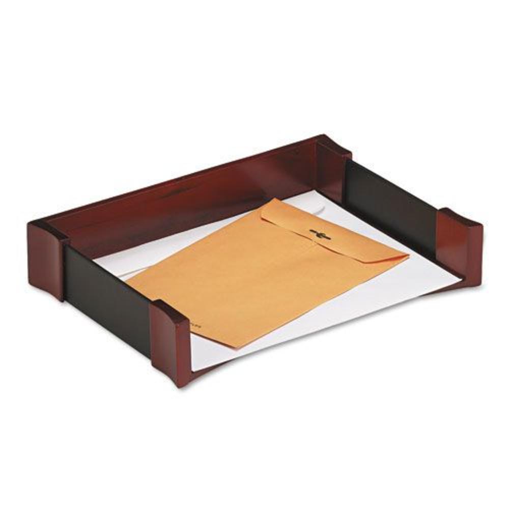 Rolodex ROL81759 Letter Tray, Leather/Wood, Mahogany