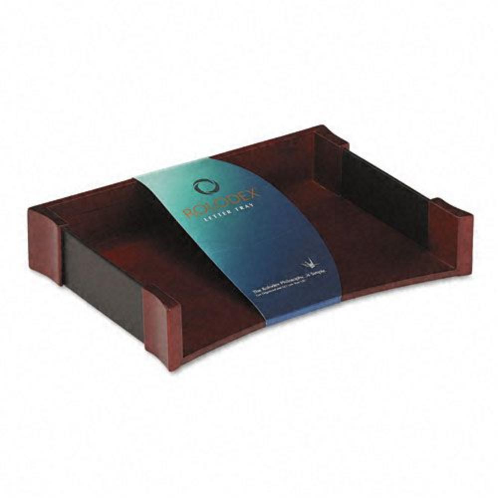 Rolodex ROL81759 Letter Tray, Leather/Wood, Mahogany