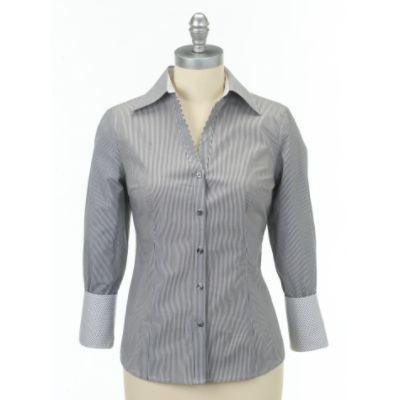 Attention Women&#39;s Long Sleeve Woven Stripe Shirt