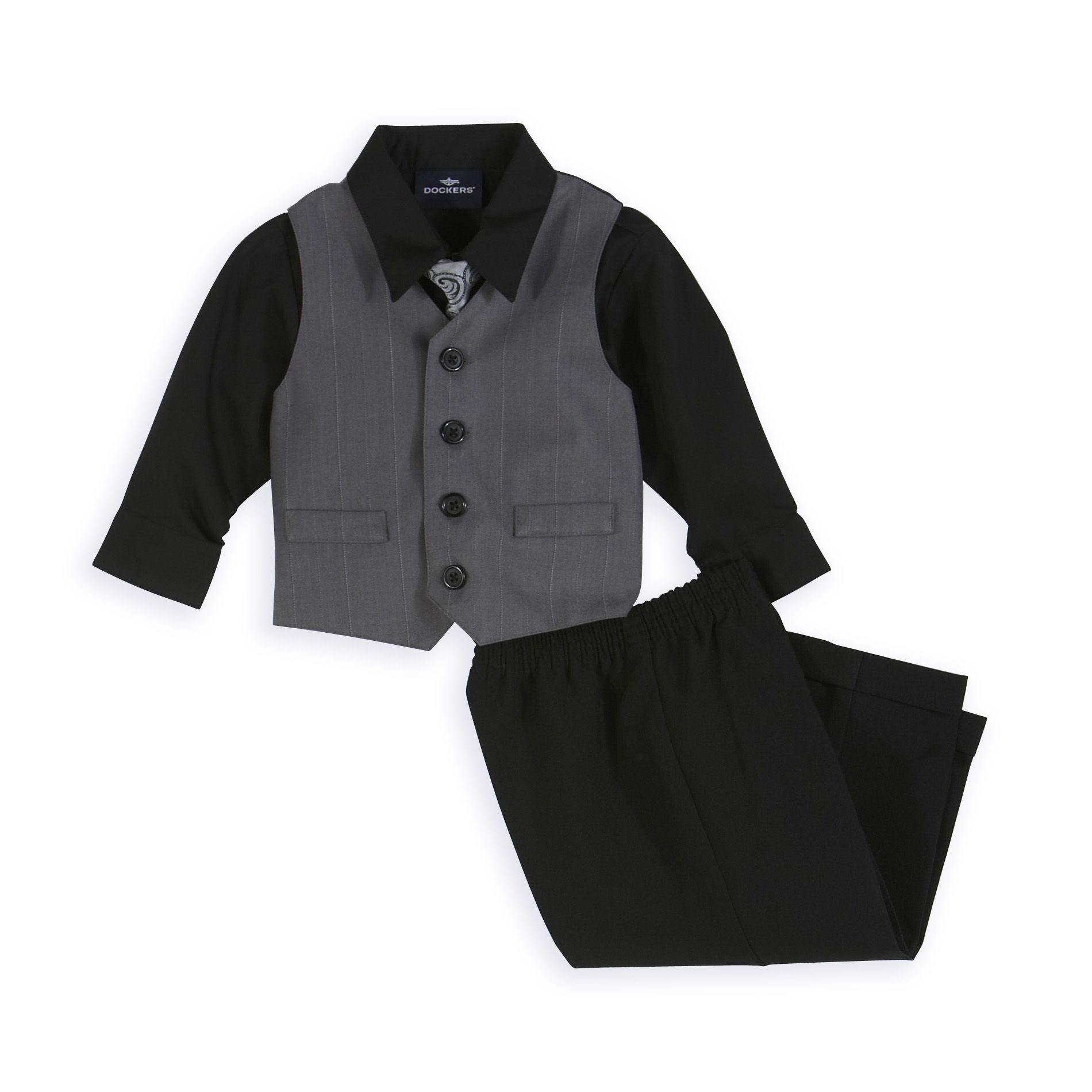 Dockers Toddler Boy&#39;s 4- Piece Shirt, Tie, Vest, Pantset