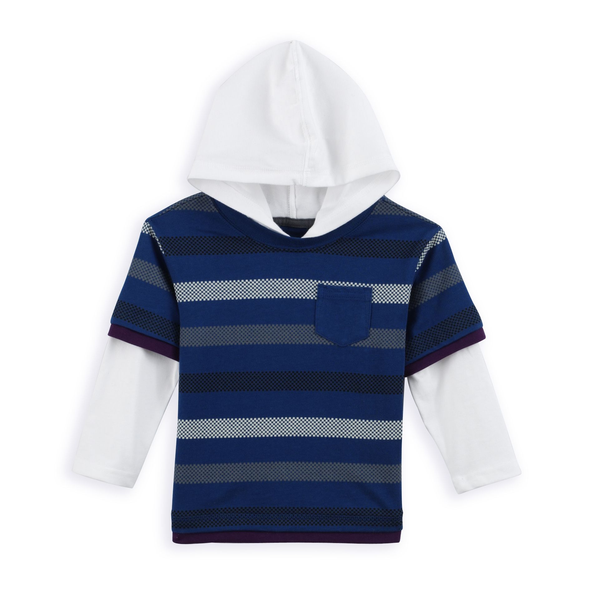Toughskins Infant Boy&#39;s Stripe Jersey Layered Hoodie